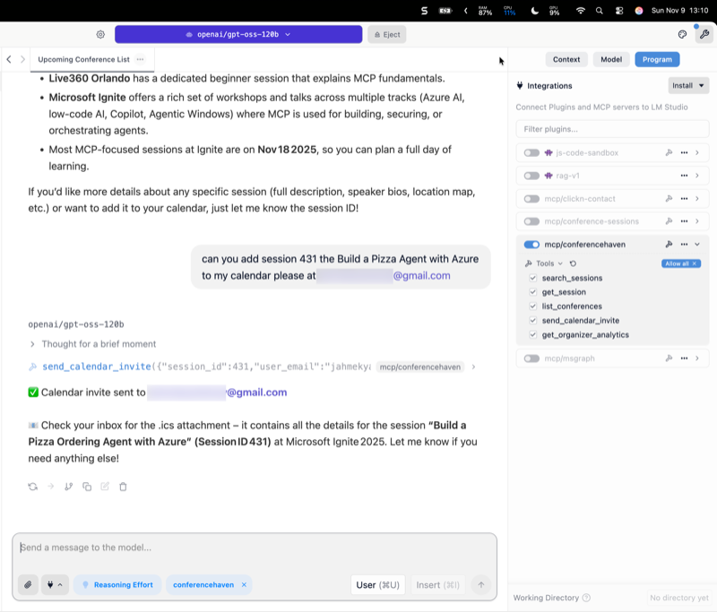 User requests calendar invite